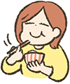 朝食を食べる