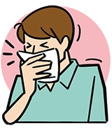 イラスト：ティッシュやハンカチなどで口や鼻を覆う